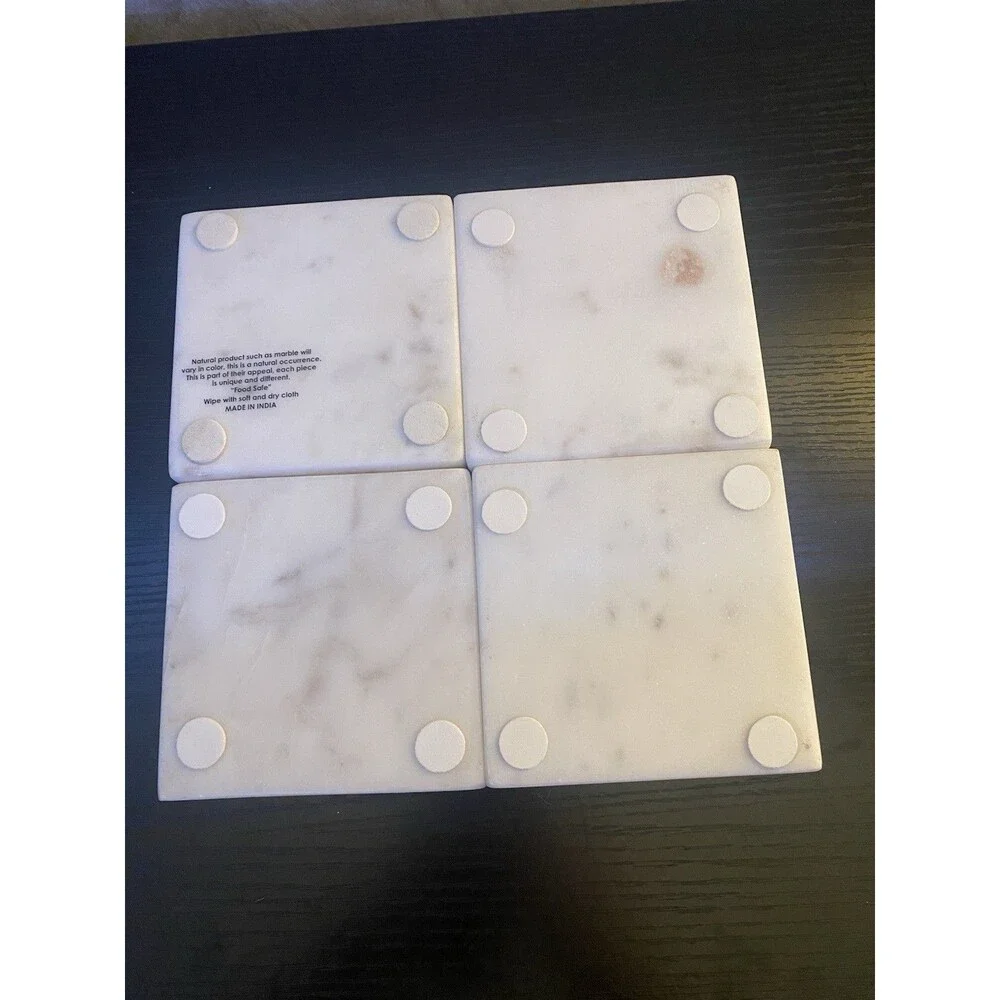 Coaster set of 4 Spooky Hallow spider and webb square heavy Marble coasters 4X4